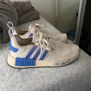 Adidas Off-White and Light Blue Sneakers